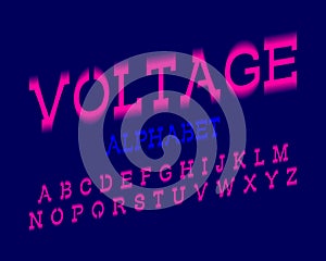 Voltage alphabet. Pink electric urban font. Isolated english alphabet