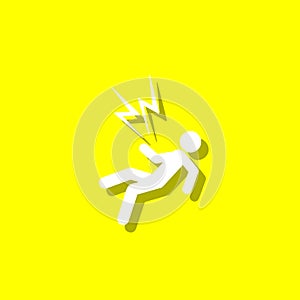 Voltage, electric shock white icon with shadow