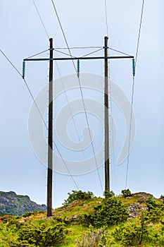 Voltage poles, electricity pylon, transmission power tower