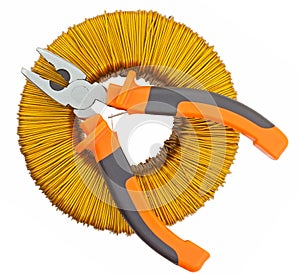 Voltage toroidal transformer and cutting pliers