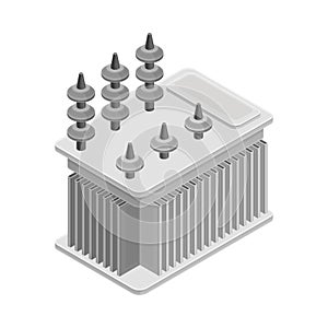 Voltage Transformer as Electric Power Object Isometric Vector Illustration