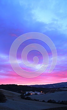 Volterra landscape at dusk