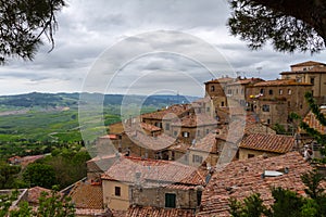 Volterra and view over Val d'Orcia, Italy