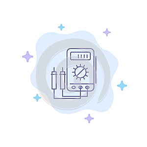 Voltmeter, Ampere, Watt, Digital, Tester Blue Icon on Abstract Cloud Background