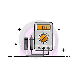 Voltmeter, Ampere, Watt, Digital, Tester  Business Flat Line Filled Icon Vector Banner Template