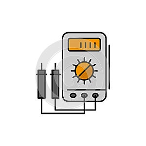 Voltmeter, Ampere, Watt, Digital, Tester  Flat Color Icon. Vector icon banner Template