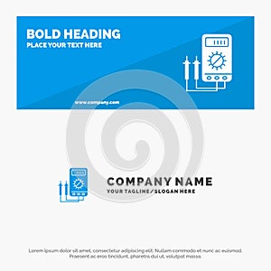 Voltmeter, Ampere, Watt, Digital, Tester SOlid Icon Website Banner and Business Logo Template