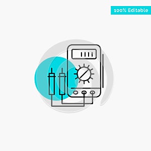 Voltmeter, Ampere, Watt, Digital, Tester turquoise highlight circle point Vector icon