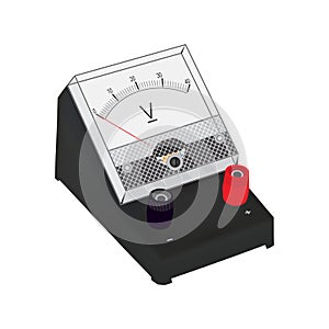 Voltmeter isometric view flat design illustration.