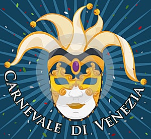 Volto Mask with Harlequin Design Ready for Venice Carnival, Vector Illustration photo