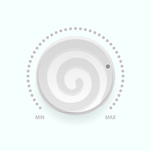 Volume button with metal texture. Min and max level. Vector illustration