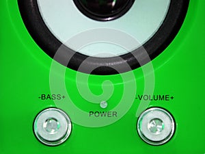 Volume control on a green background