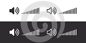 Volume control icons. Level volume adjustment signs. Vector scalable graphics