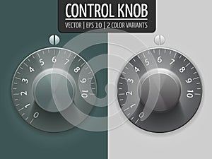 Volume control knobs, vector illustration. UI element for your design