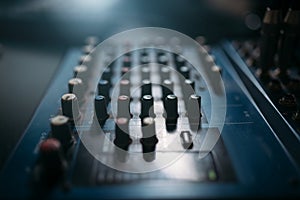 Volume control panel, sound board closeup