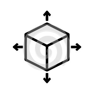 Volume Cube outline vector icon
