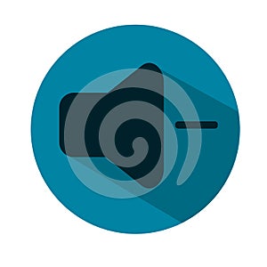 Volume down media player icon illustration. Blue flat icon. Vector illustration