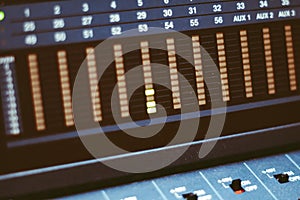 volume indicator on the mixing console