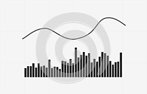 Volume indicator technical analysis. Vector stock and cryptocurrency exchange graph, forex analytics and trading market chart