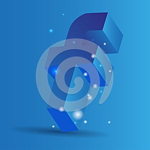 The volume letter f, 3d, the vector