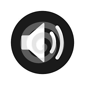 Volume speaker icon flat black round button vector illustration photo