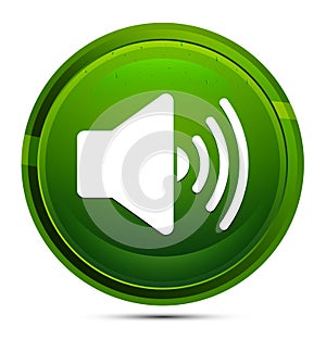 Volume speaker icon glassy green round button illustration