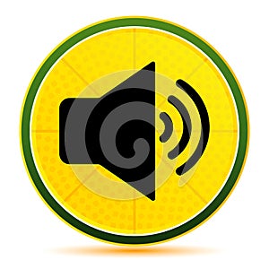 Volume speaker icon lemon lime yellow round button illustration