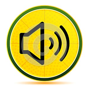 Volume speaker icon lemon lime yellow round button illustration