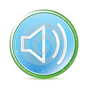 Volume speaker icon natural aqua cyan blue round button