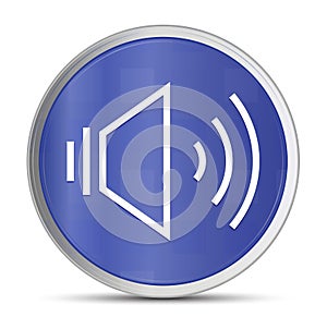 Volume speaker icon prime blue round button vector illustration design silver frame push button