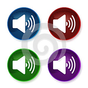 Volume speaker icon shiny round buttons set illustration