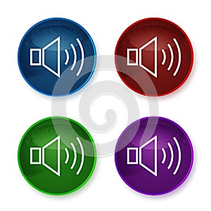 Volume speaker icon shiny round buttons set illustration