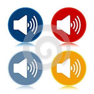 Volume speaker icon trendy flat round buttons set illustration design