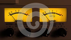 Volume Unit VU Meter on an Analogue Video Recorder