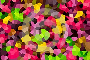 Volumetric abstract background bulk crystals polyhedral blocks triangles green yellow brown set pattern volumetric effect kaleidos