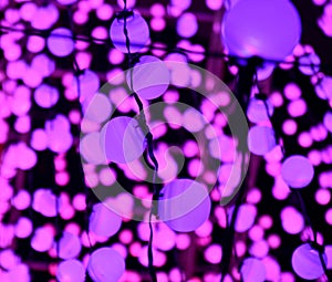 A volumetric array of purple LED light spheres