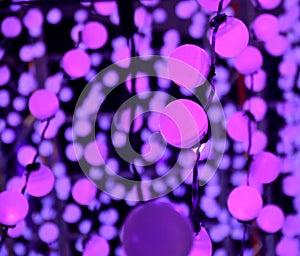 A volumetric array of purple LED light spheres