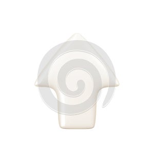 Volumetric 3d arrow icon pointing up. White mouse click cursor