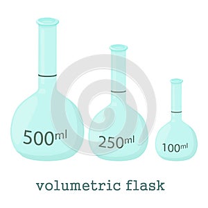 Volumetric flask icon, cartoon style