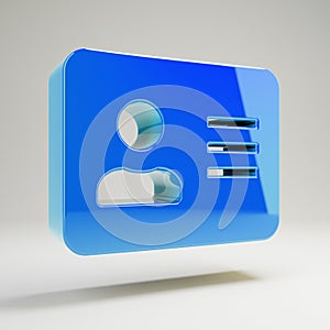 Volumetric glossy blue Address Card icon isolated on white background