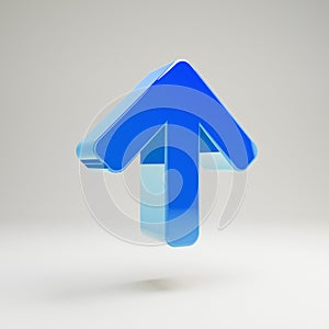 Volumetric glossy blue Arrow Up icon isolated on white background