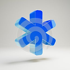 Volumetric glossy blue Asterisk icon isolated on white background