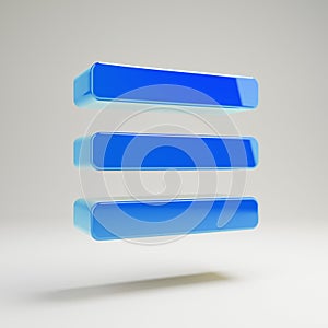 Volumetric glossy blue Bars icon isolated on white background