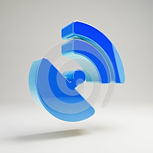 Volumetric glossy blue Satelite Dish icon isolated on white background