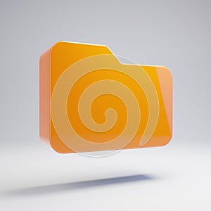 Volumetric glossy hot orange Folder icon isolated on white background