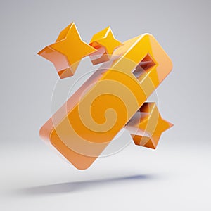 Volumetric glossy hot orange Magic Wand icon isolated on white background