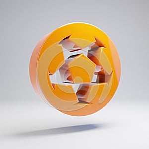 Volumetric glossy hot orange Soccer Ball icon isolated on white background