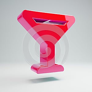 Volumetric glossy hot pink Glass Vermouth icon isolated on white background