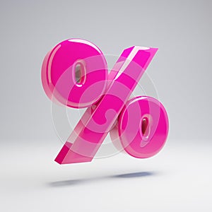 Volumetric glossy pink percent symbol isolated on white background