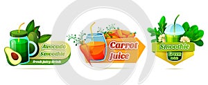 Volumetric label set for vegetable juice, smoothie